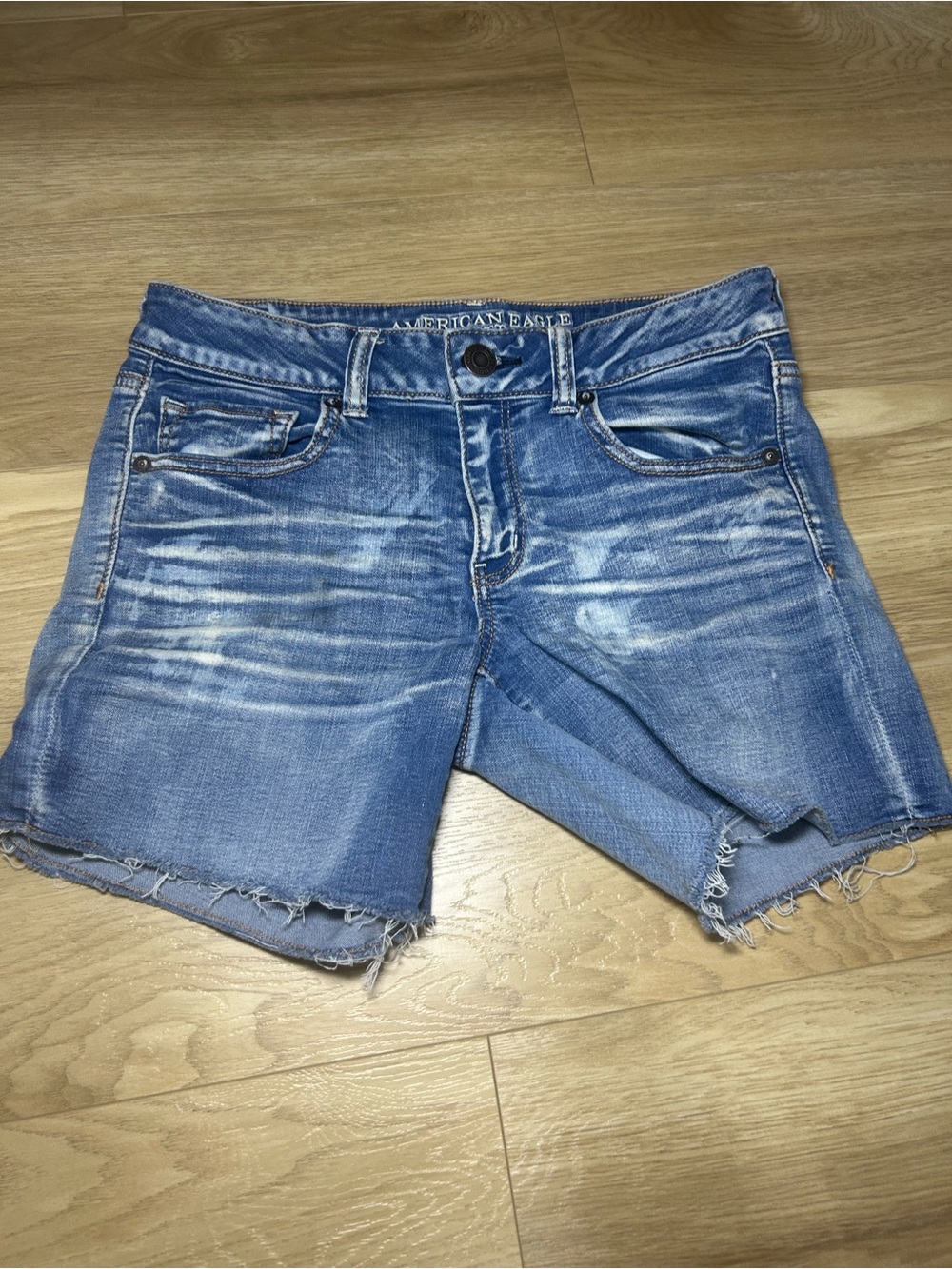 American Eagle Outfitters Blue Distressed Denim Women's Shorts